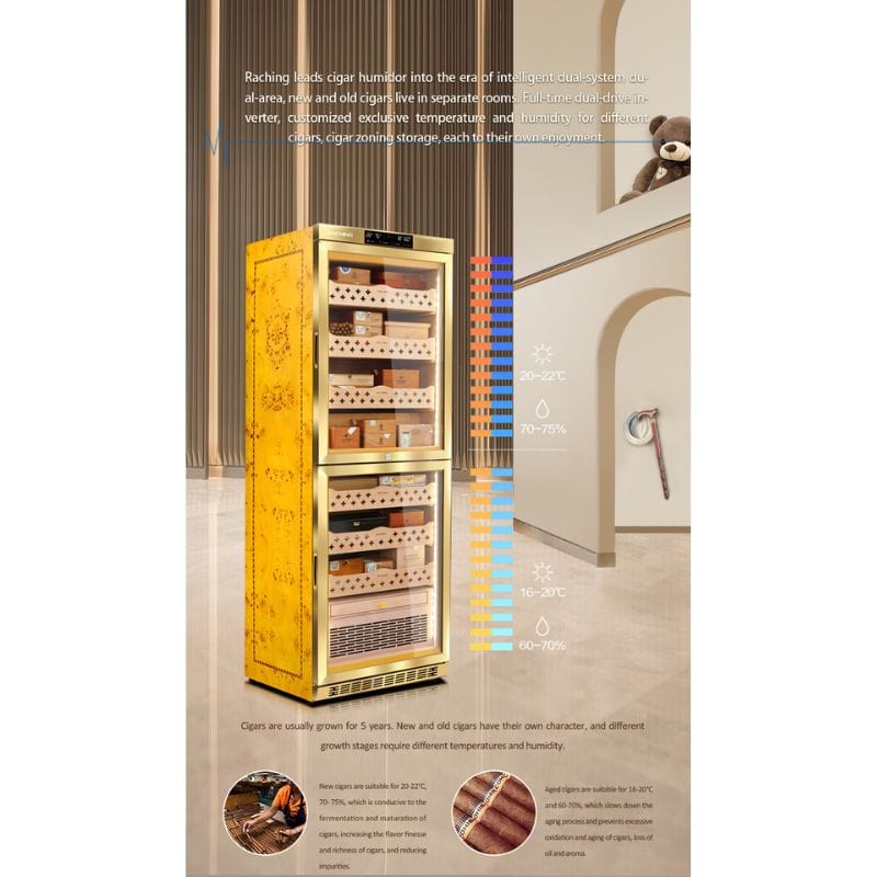 Raching HUMIDOR Raching MON3800A Precision Climate Controlled Humidor | 1500 Cigars