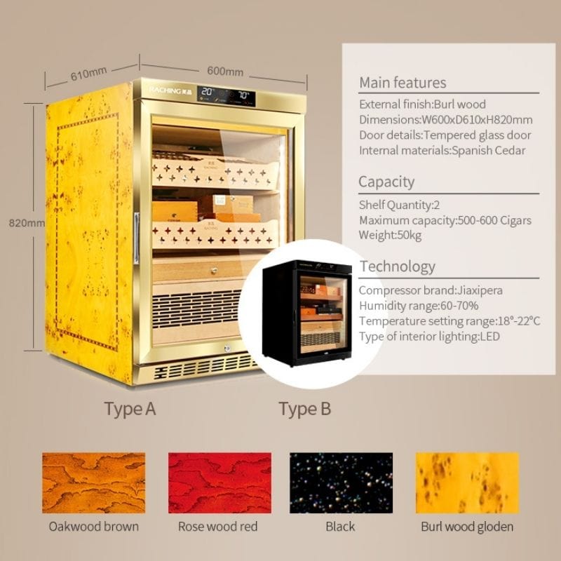 Raching HUMIDOR Raching MON800A Precision Climate Controlled Humidor | 600 Cigars