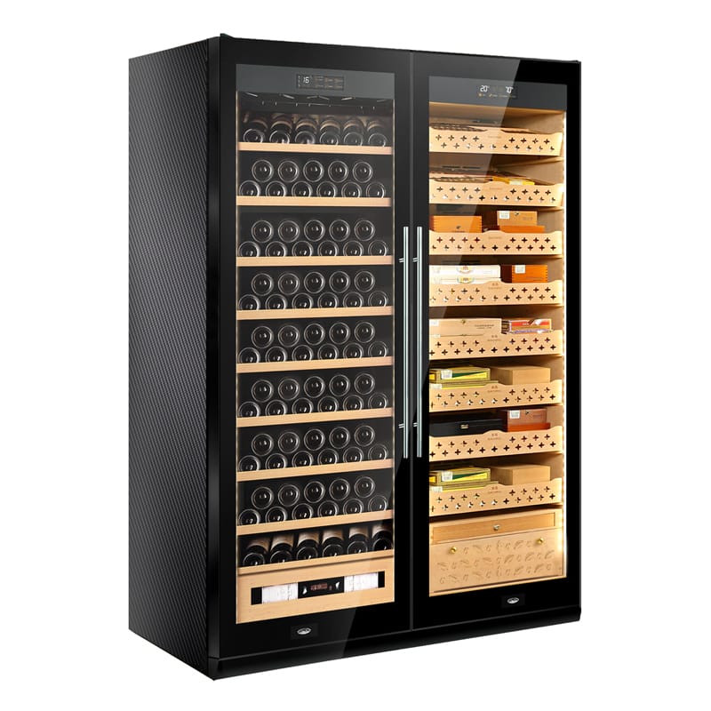 Raching Cigar cabinet humidors Carbon Fiber Black / Cigars & Wine Raching SD-800 Dual Zone Cigar Humidor Cabinet | 4000 Cigars