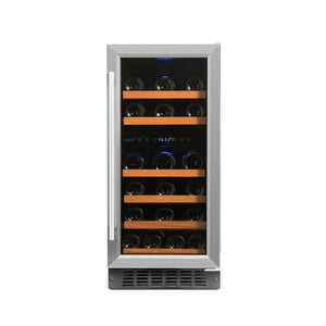 The Elegant Bar Wine Cooler 32 Bottle Dual Zone Wine Cooler, Stainless Steel Door Trim