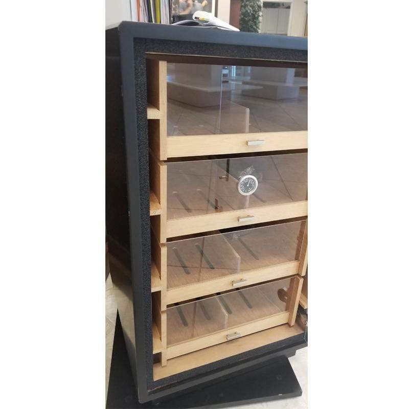 Elegant Bar Desktop Humidor Manchester Black Contemporary Upright Counter Glass Door Cigar Humidor |  250 Cigars