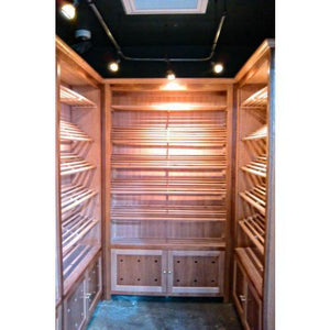 MODULAR WALL UNITS + STORAGE for Walk-In Humidor  and doors have Brass knobs to pull open