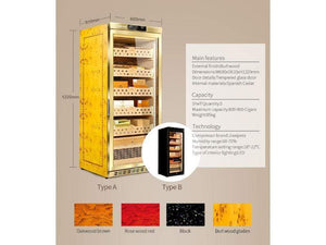 Raching HUMIDOR MON1800A Precision Climate Controlled Humidor | 900 Cigars