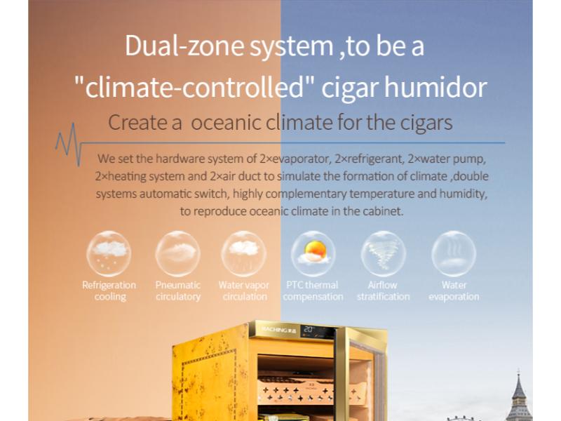 Raching HUMIDOR MON800A Precision Climate Controlled Humidor | 600 Cigars