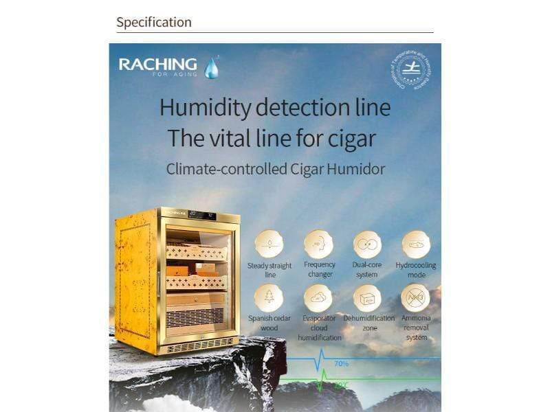 Raching HUMIDOR MON800A Precision Climate Controlled Humidor | 600 Cigars