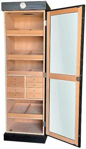 Quality Importers Humidor Tower of Power Display Humidor Cabinet with Drawers | 3,000 Cigars