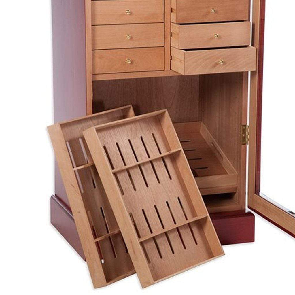 Quality Importers Humidor Tower of Power Display Humidor Cabinet with Drawers | 3,000 Cigars