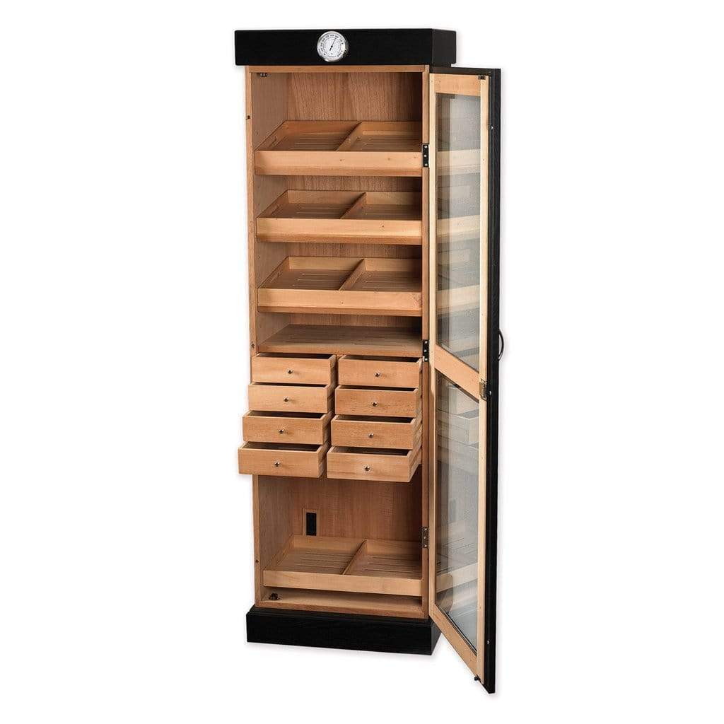 Quality Importers Humidor Tower of Power Display Humidor Cabinet with Drawers | 3,000 Cigars