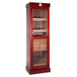 Quality Importers Humidor Cherry Tower of Power Display Humidor Cabinet with Drawers | 3,000 Cigars