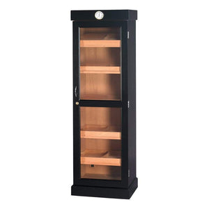 Quality Importers HUMIDOR Black Tower of Power II Display Humidor Cabinet, part of the Your Elegant Bar collection of humidors for sale
