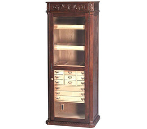 Quality Importers humidor Tower Olde English Display Humidor Cabinet, part of the Your Elegant Bar collection of humidors for sale