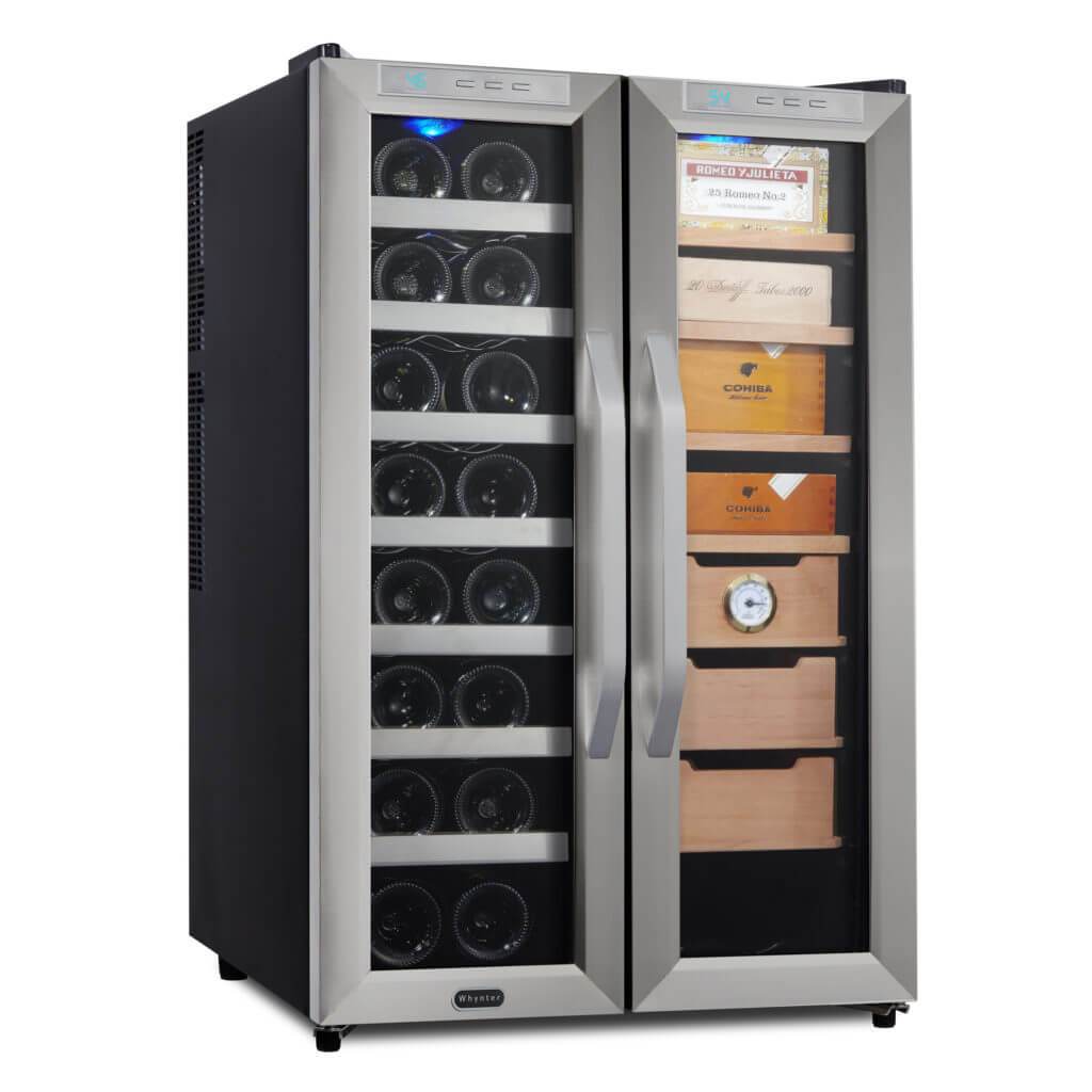 Whynter HUMIDOR Whynter Freestanding Wine Cooler and Cigar Humidor Cabinet 3.6 cu. ft. | 350 Cigars