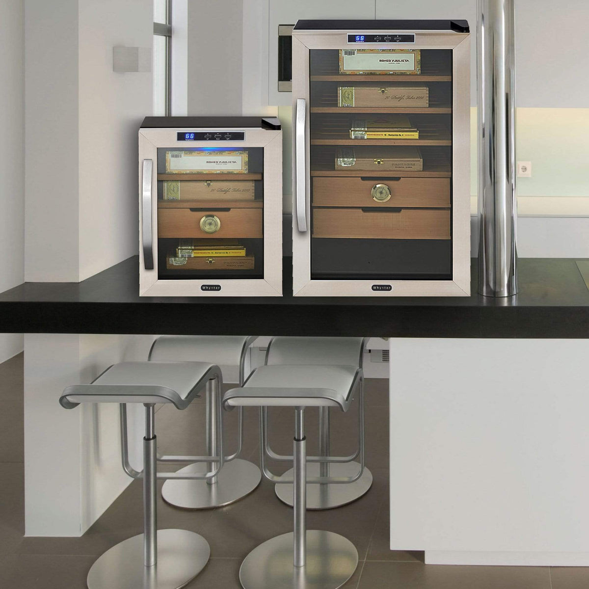 Whynter HUMIDOR Whynter Stainless Steel Cigar Cooler Humidor 2.5 cu. ft. | 400 Cigars