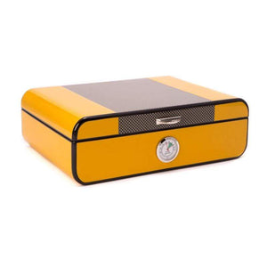 Yellow Lacquered 25 Cigar Humidor box