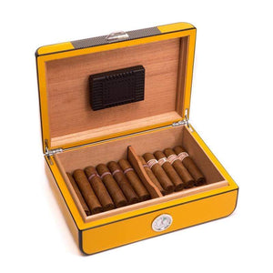 Yellow Lacquered 25 Cigar Humidor open box